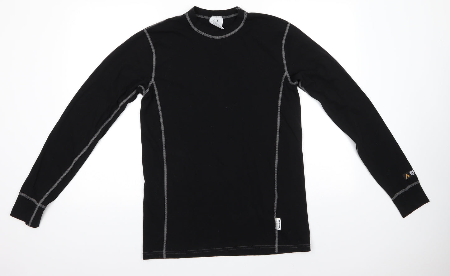 Fristads Mens Black  Modacrylic Jersey Casual Size M Round Neck Pullover - thermal top