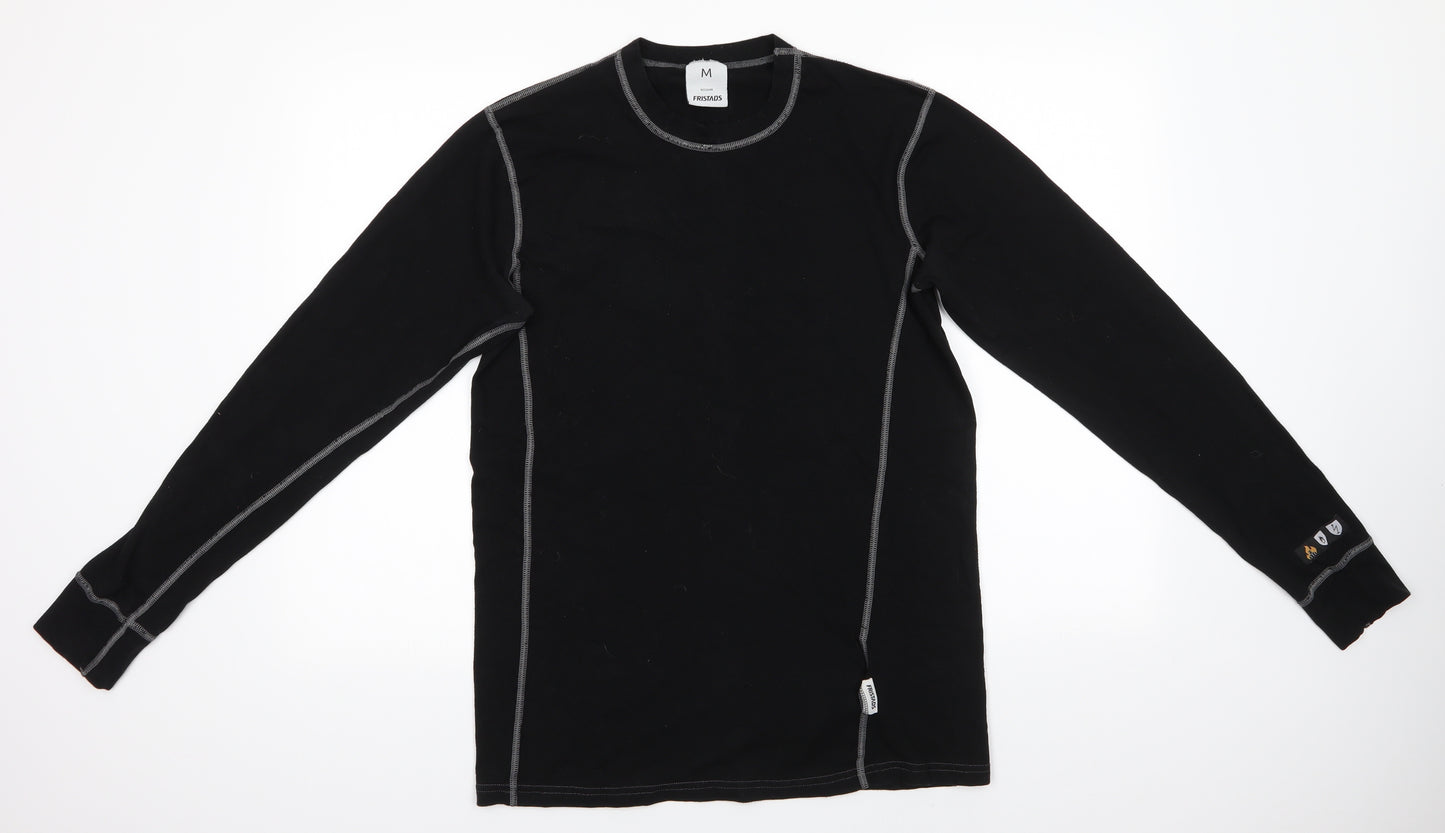 Fristads Mens Black  Modacrylic Jersey Casual Size M Round Neck Pullover - thermal top