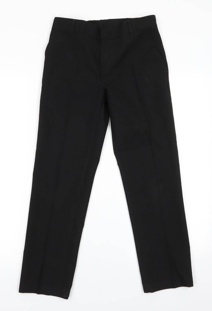 Marks and Spencer Boys Black  Polyester Dress Pants Trousers Size 11-12 Years  Regular Zip - Back Elastication