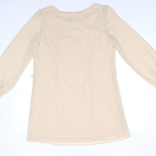 Atmosphere Womens Beige  Polyester Tunic Blouse Size 12 Round Neck - Metal like studs on shoulders Sheer arms