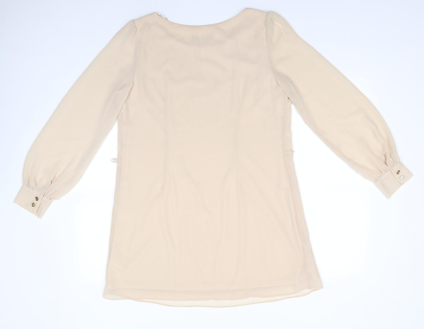 Atmosphere Womens Beige  Polyester Tunic Blouse Size 12 Round Neck - Metal like studs on shoulders Sheer arms