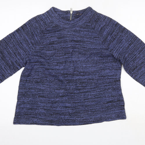 M&S Womens Blue Round Neck  Polyester Pullover Jumper Size 14