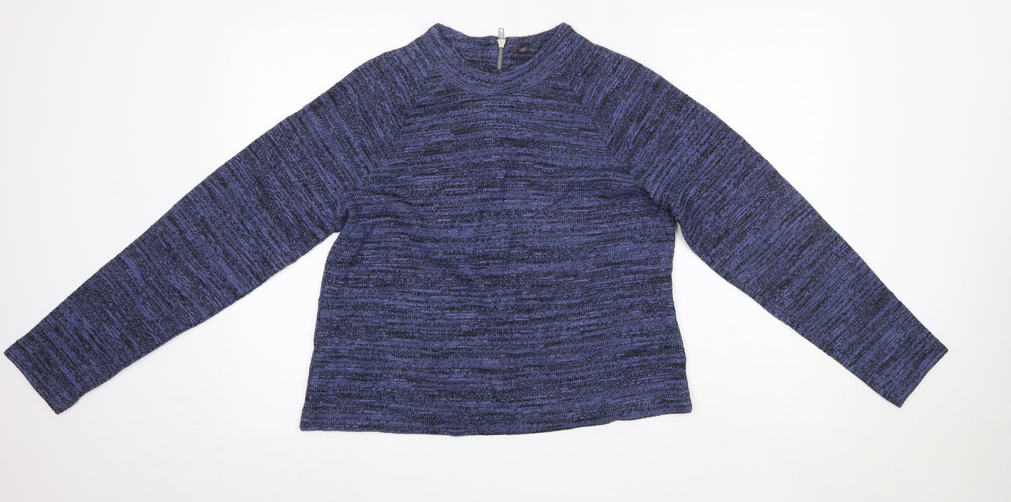 M&S Womens Blue Round Neck  Polyester Pullover Jumper Size 14