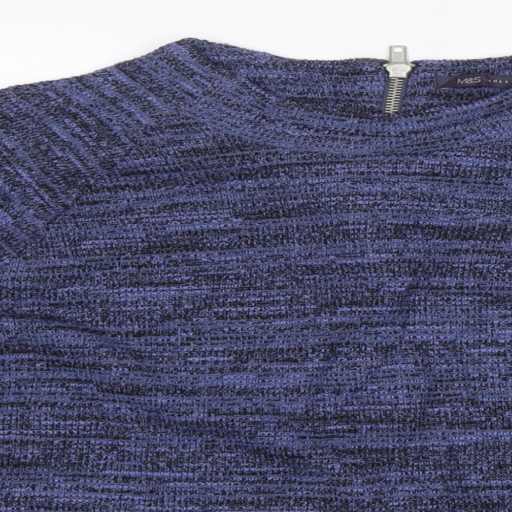 M&S Womens Blue Round Neck  Polyester Pullover Jumper Size 14
