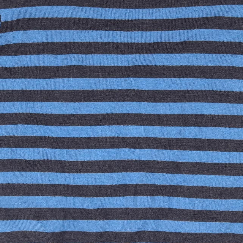 M&S Womens Blue Round Neck Striped Acrylic Pullover Jumper Size 18