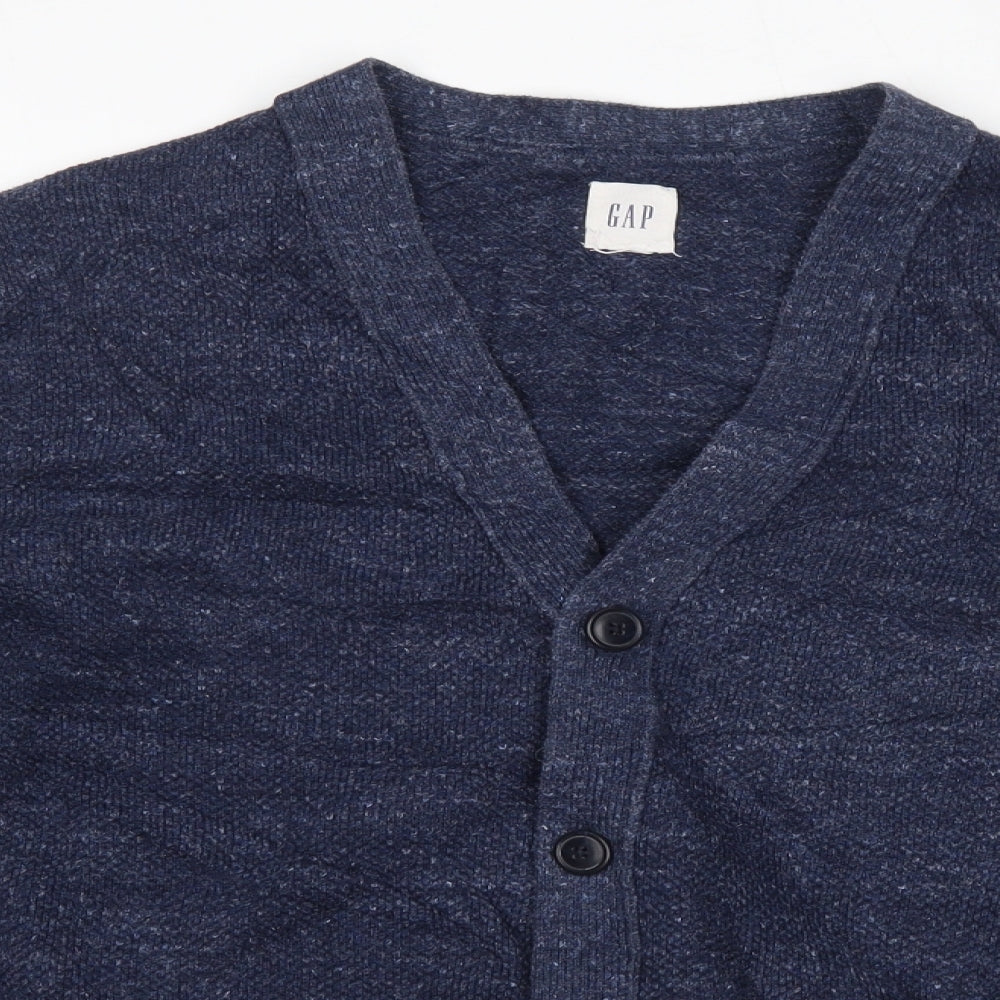 Gap Mens Blue V-Neck  Cotton Cardigan Jumper Size M