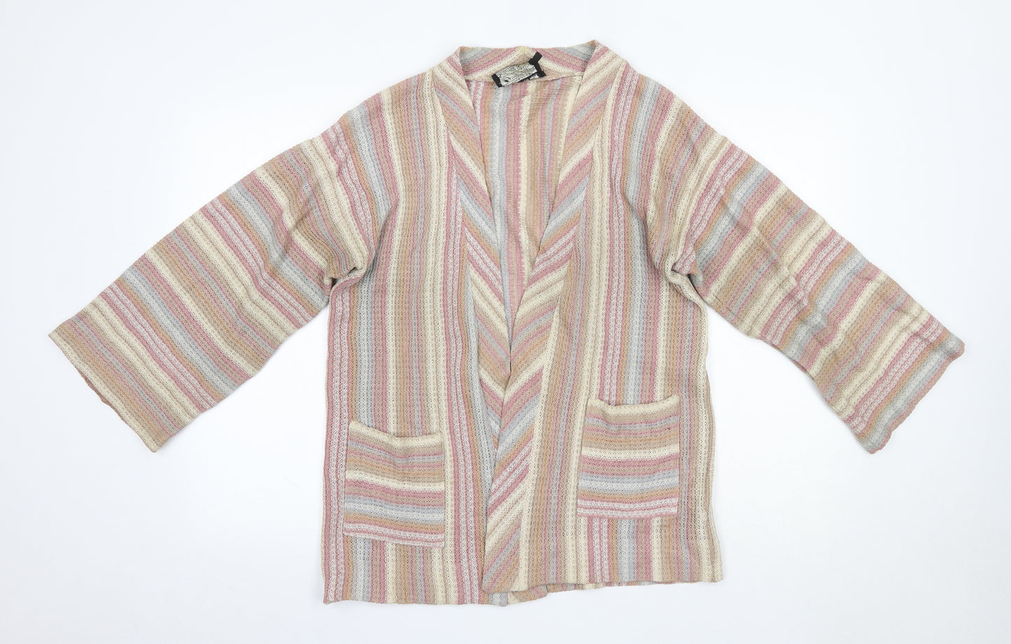 Outlander Womens Multicoloured V-Neck Striped Acrylic Cardigan Jumper Size M