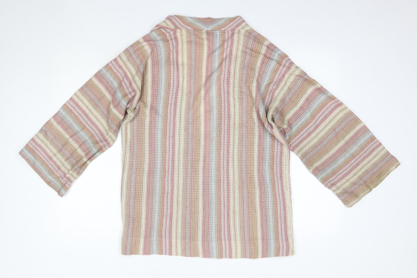 Outlander Womens Multicoloured V-Neck Striped Acrylic Cardigan Jumper Size M