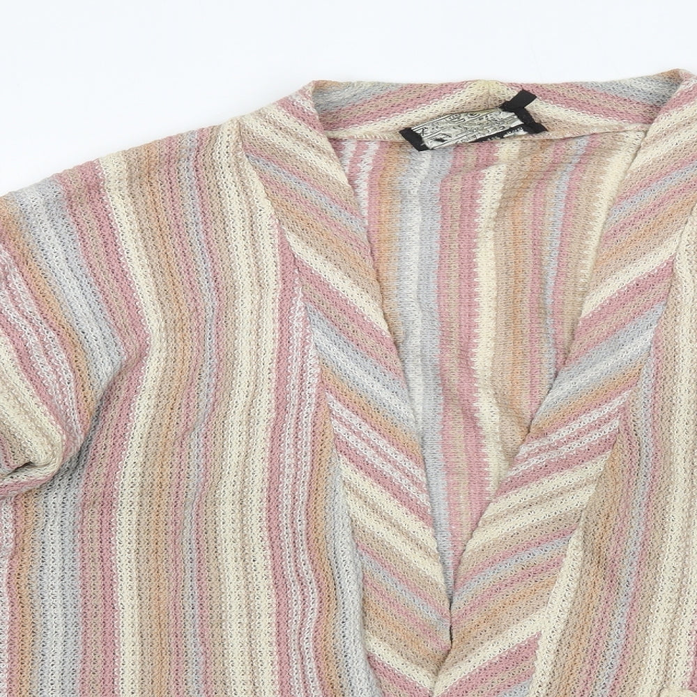 Outlander Womens Multicoloured V-Neck Striped Acrylic Cardigan Jumper Size M