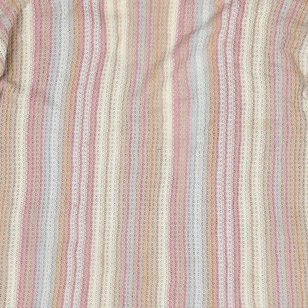 Outlander Womens Multicoloured V-Neck Striped Acrylic Cardigan Jumper Size M