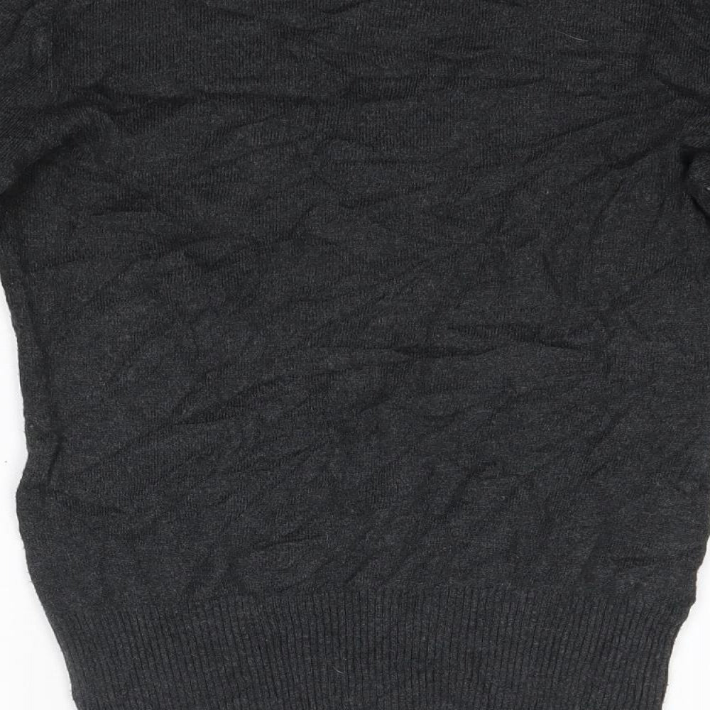 H&M Womens Grey V-Neck  Acrylic Pullover Jumper Size 6