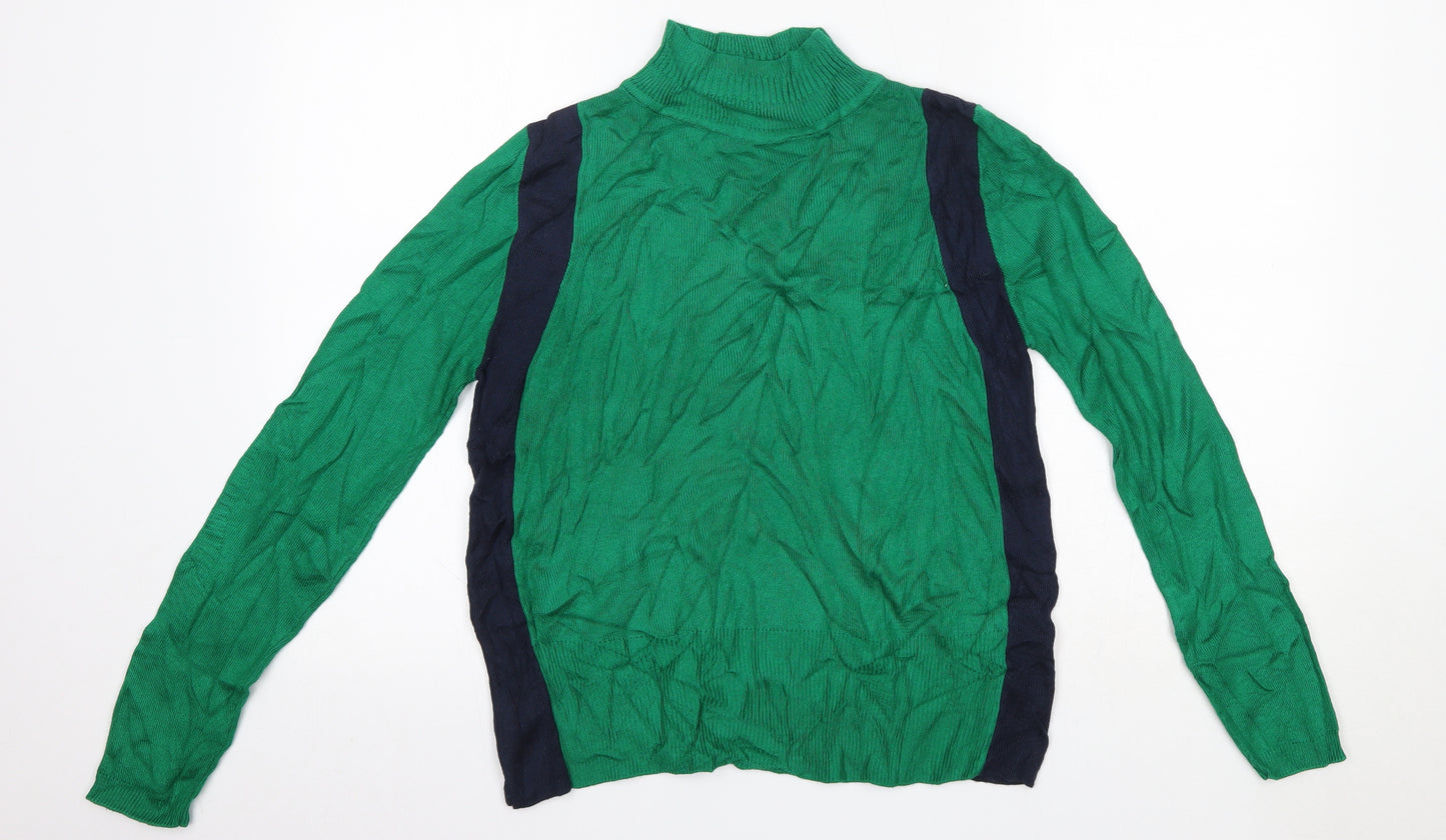 M&S Womens Green High Neck  Viscose Pullover Jumper Size 14