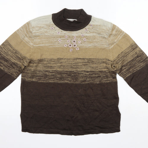 Montafon Womens Brown High Neck  Acrylic Pullover Jumper Size L