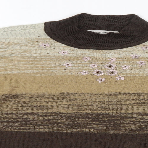 Montafon Womens Brown High Neck  Acrylic Pullover Jumper Size L