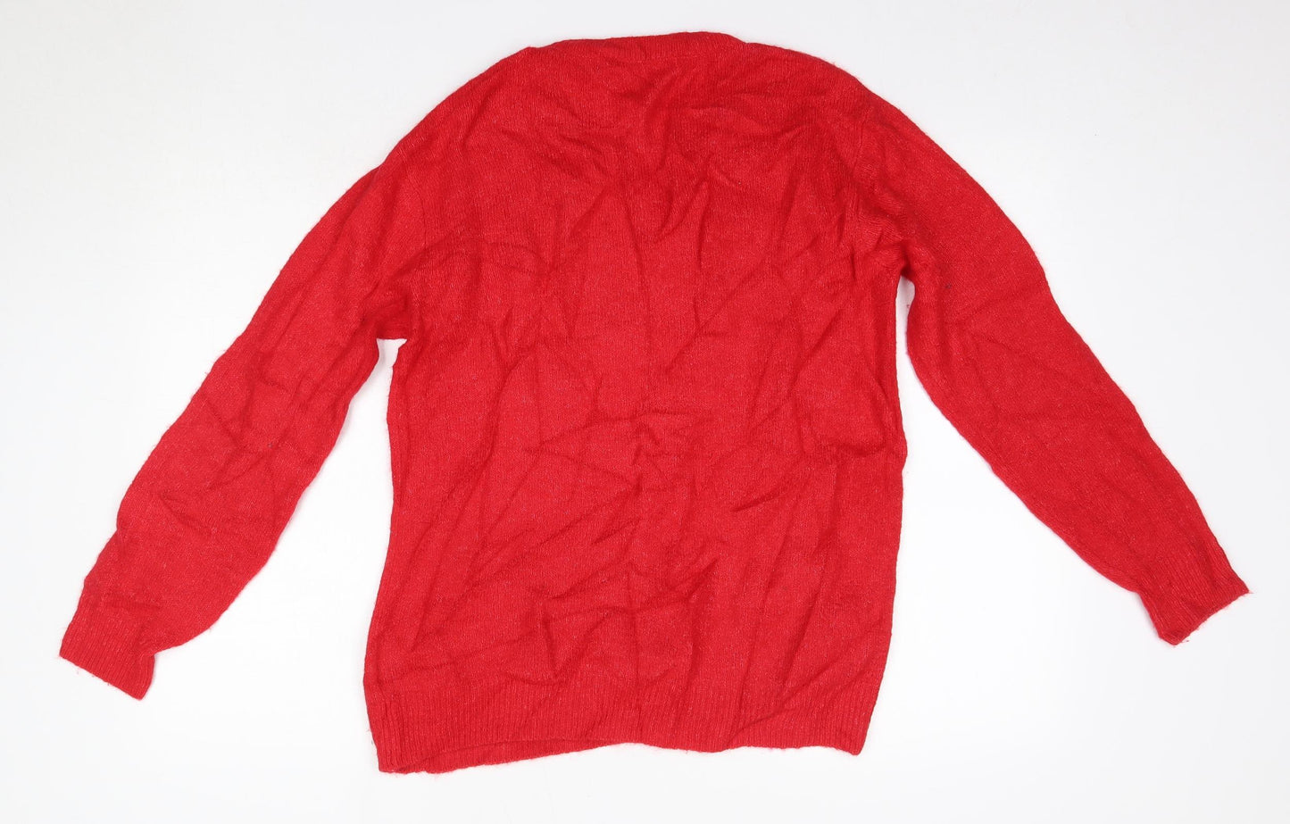 H&M Womens Red Round Neck  Acrylic Pullover Jumper Size S   - Christmas Deer