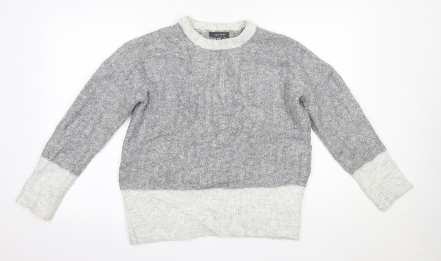 Primark Womens Grey Round Neck  Acrylic Pullover Jumper Size M