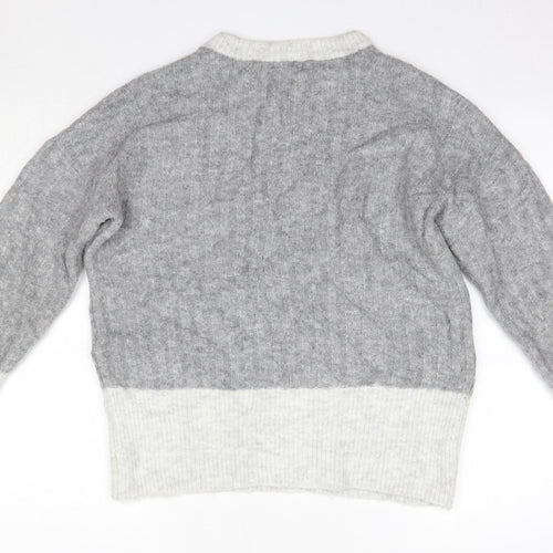 Primark Womens Grey Round Neck  Acrylic Pullover Jumper Size M