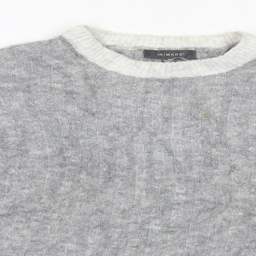 Primark Womens Grey Round Neck  Acrylic Pullover Jumper Size M