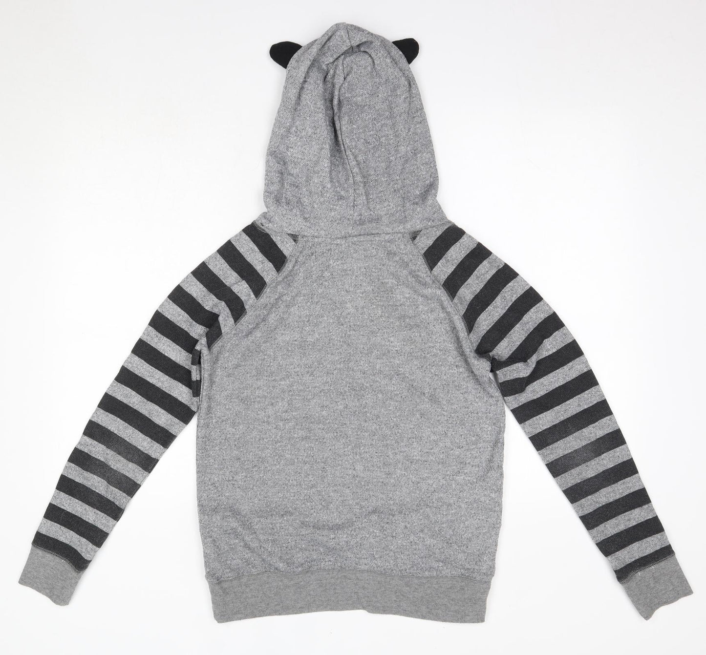 New Look Womens Grey Striped Polyester Pullover Hoodie Size 10   - Badger