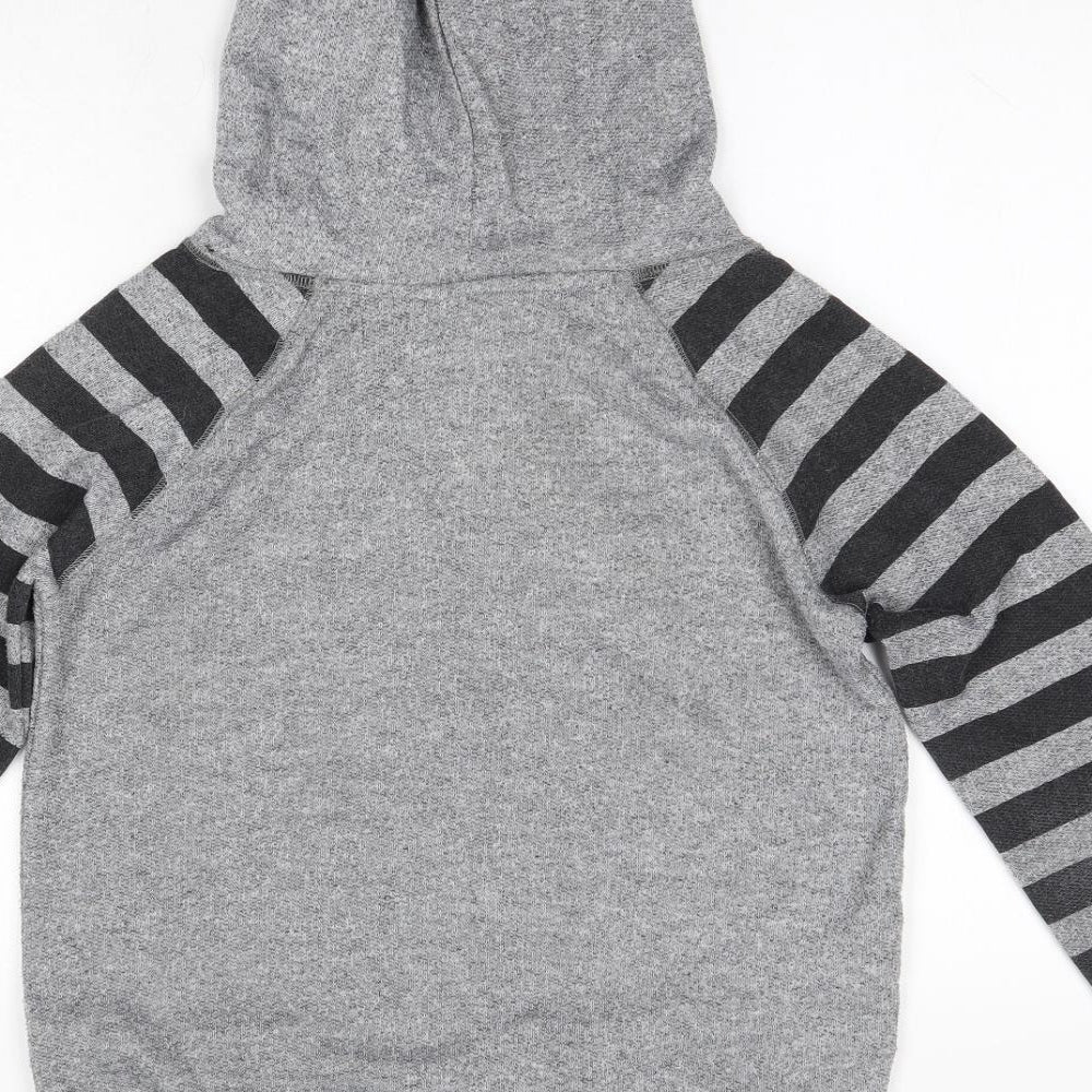 New Look Womens Grey Striped Polyester Pullover Hoodie Size 10   - Badger