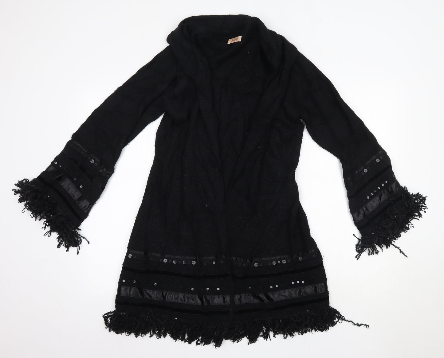 Laurel Womens Black V-Neck  Wool Cardigan Jumper Size 8