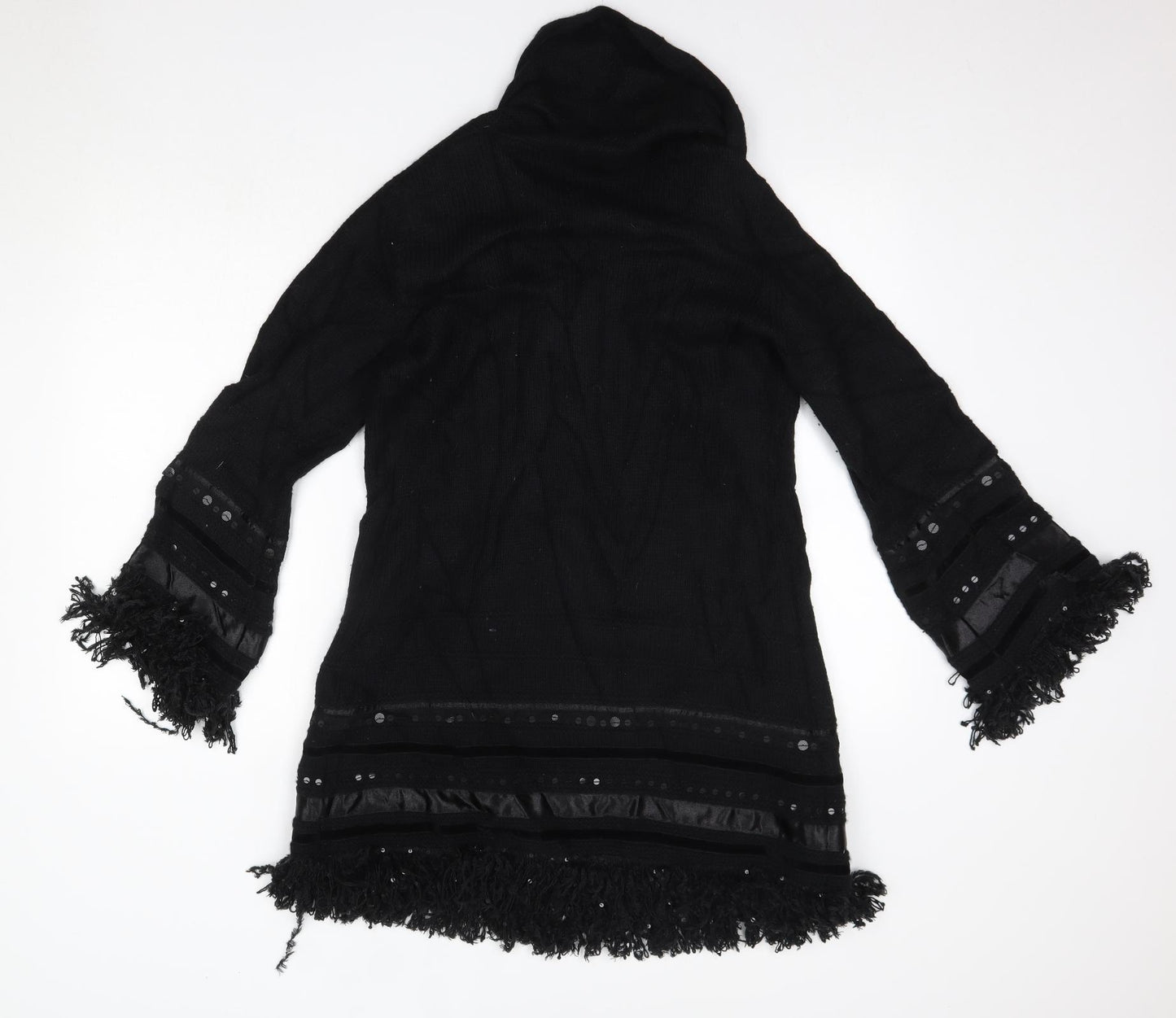 Laurel Womens Black V-Neck  Wool Cardigan Jumper Size 8