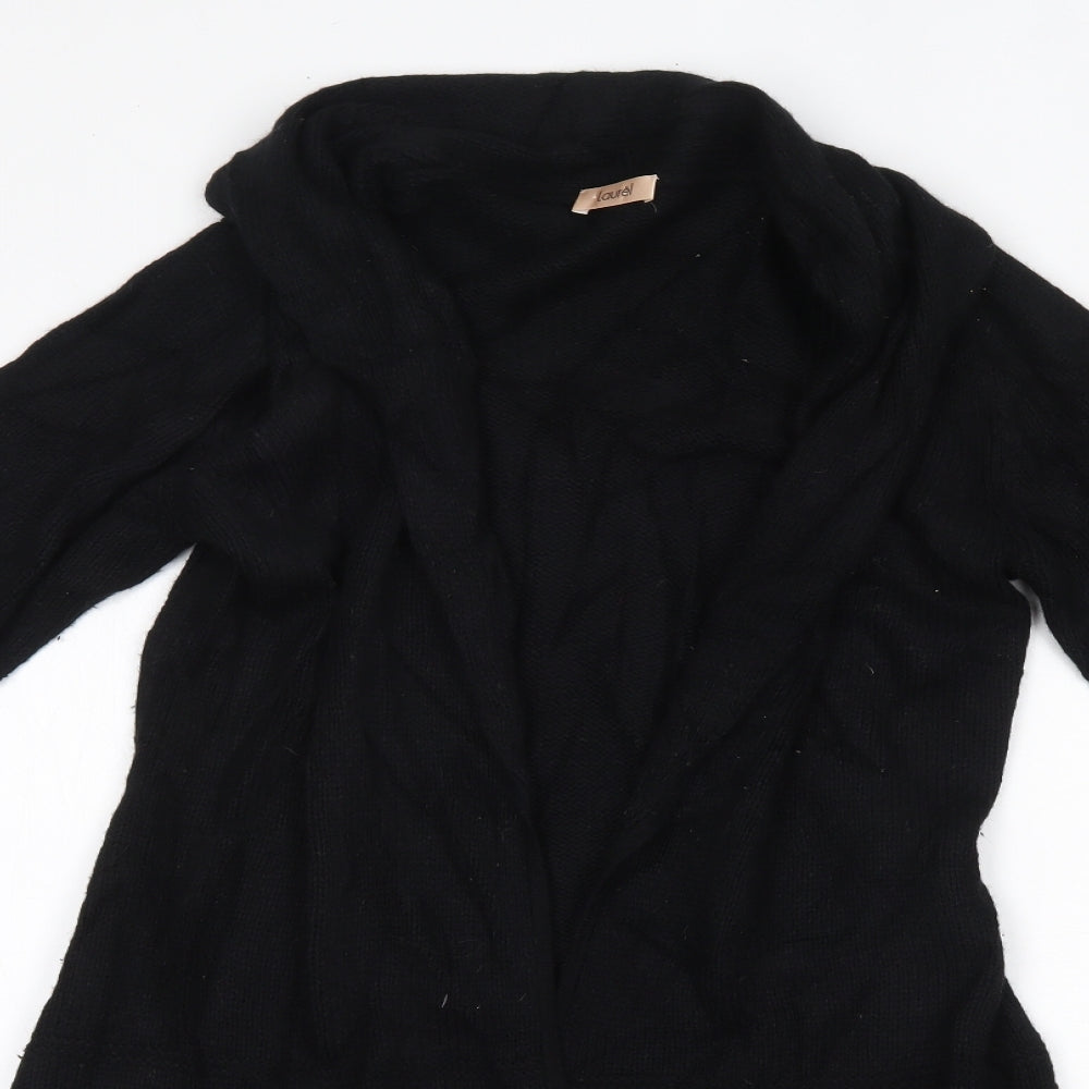 Laurel Womens Black V-Neck  Wool Cardigan Jumper Size 8