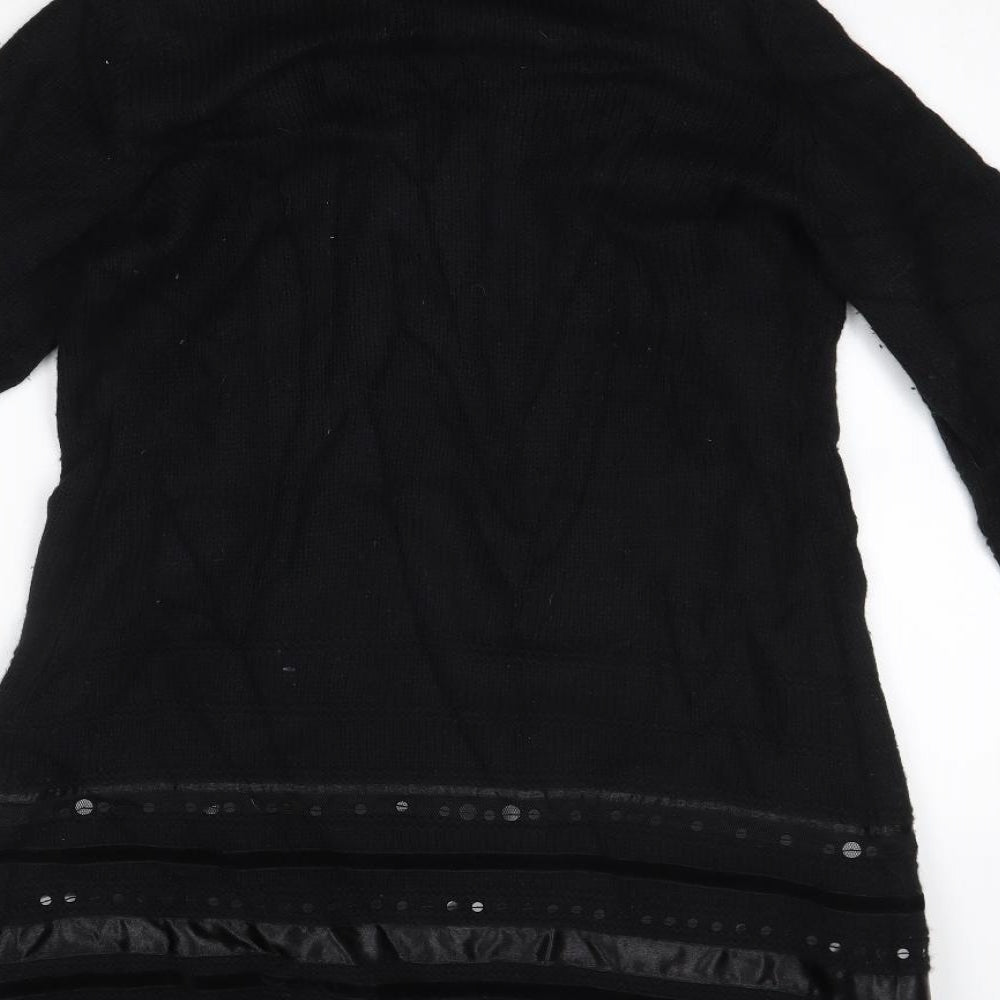 Laurel Womens Black V-Neck  Wool Cardigan Jumper Size 8