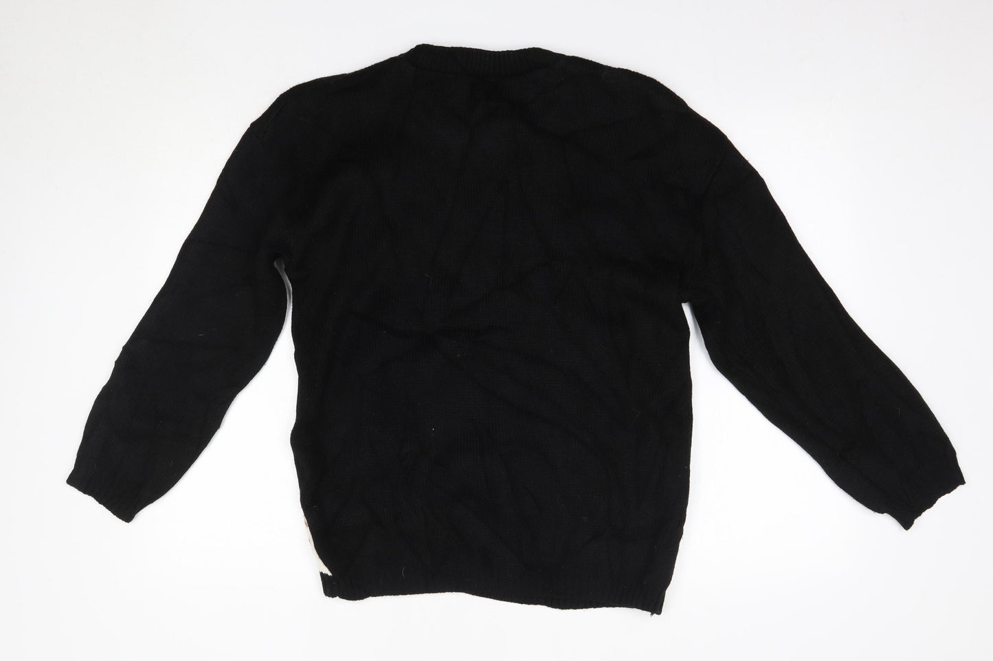 Whisper Mens Black Round Neck  Acrylic Pullover Jumper Size M   - Christmas