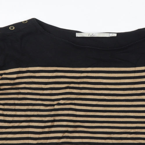Isle Womens Brown Round Neck Striped 100% Cotton Pullover Jumper Size L