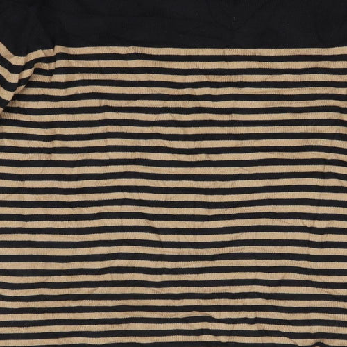 Isle Womens Brown Round Neck Striped 100% Cotton Pullover Jumper Size L