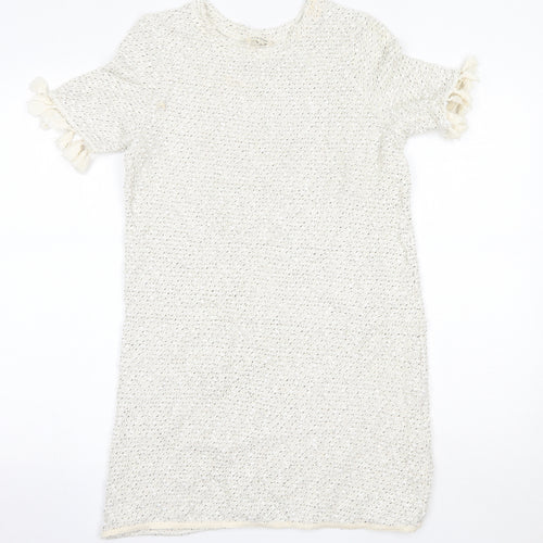 River Island Womens Ivory  Acrylic Jumper Dress  Size 6  Round Neck