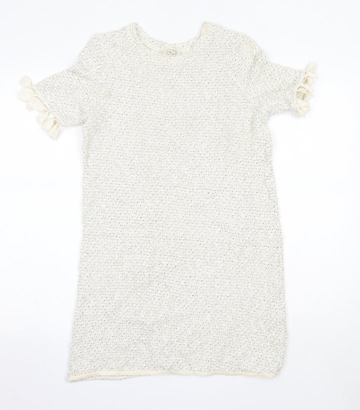 River Island Womens Ivory  Acrylic Jumper Dress  Size 6  Round Neck