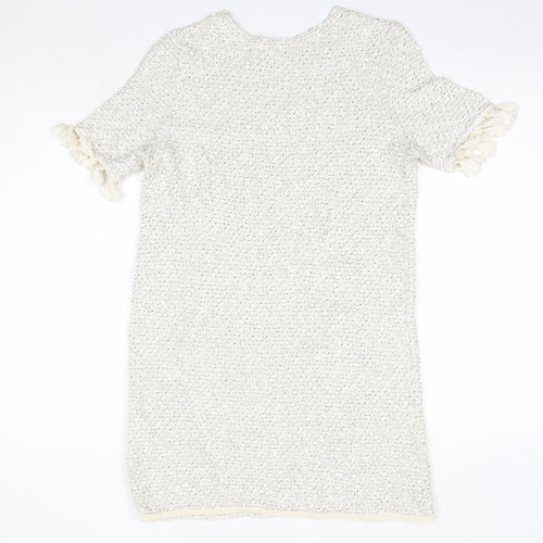 River Island Womens Ivory  Acrylic Jumper Dress  Size 6  Round Neck