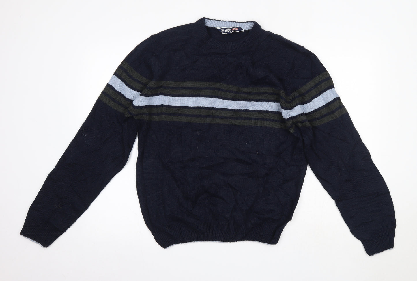 Cutting Edge Mens Blue Round Neck  Acrylic Pullover Jumper Size M
