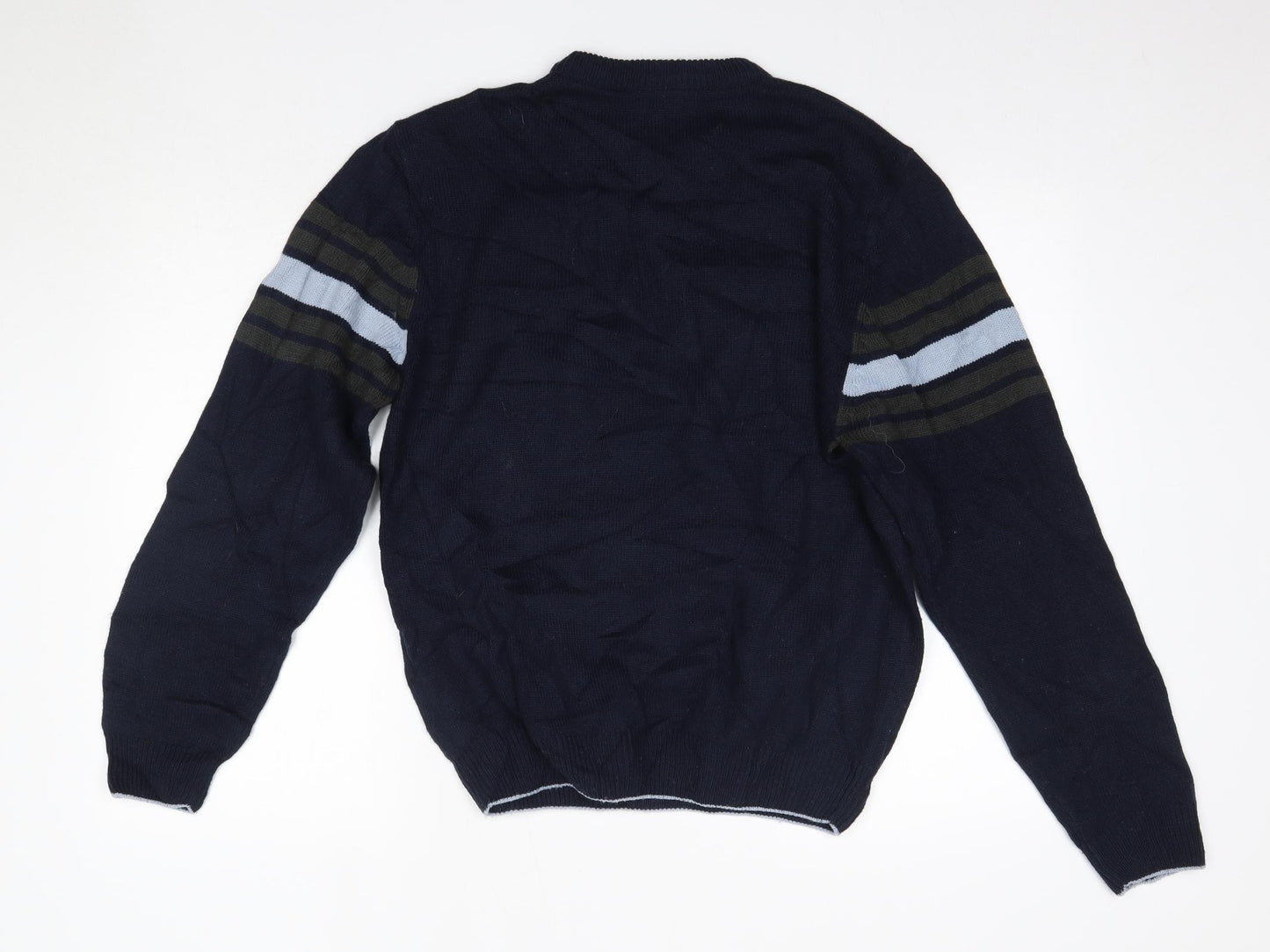 Cutting Edge Mens Blue Round Neck  Acrylic Pullover Jumper Size M