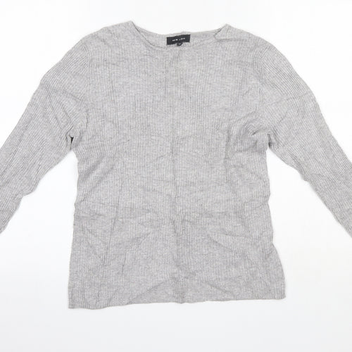 New Look Womens Grey Round Neck  Viscose Pullover Jumper Size 12
