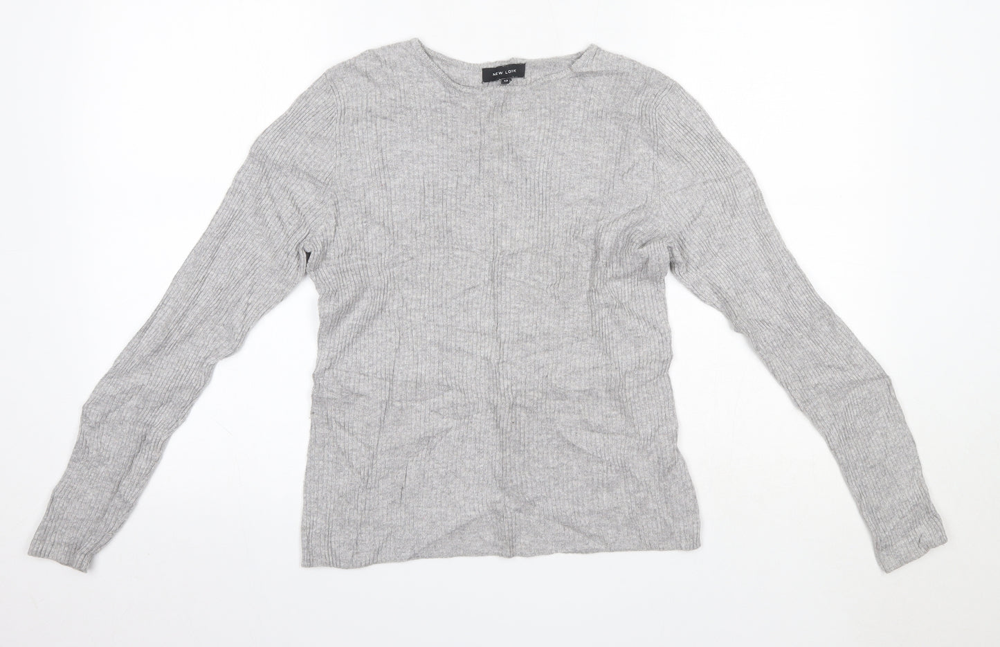 New Look Womens Grey Round Neck  Viscose Pullover Jumper Size 12