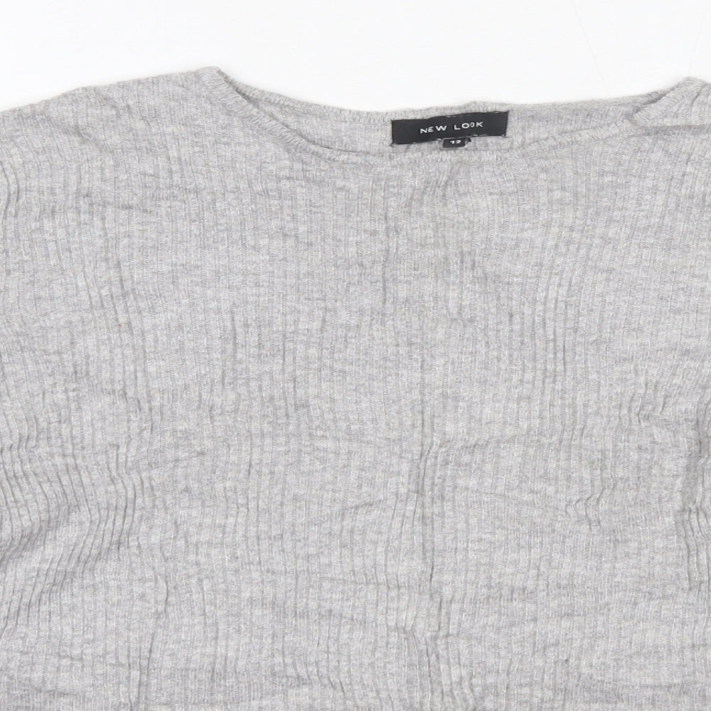 New Look Womens Grey Round Neck  Viscose Pullover Jumper Size 12