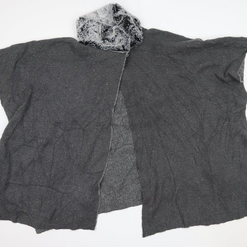 M&S Womens Grey High Neck  Acrylic Cardigan Jumper One Size