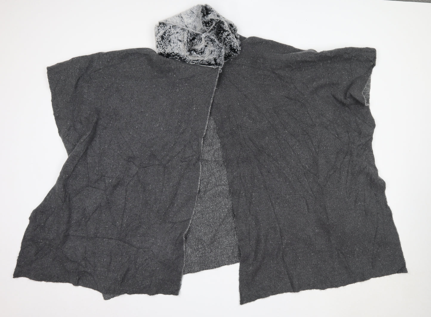 M&S Womens Grey High Neck  Acrylic Cardigan Jumper One Size