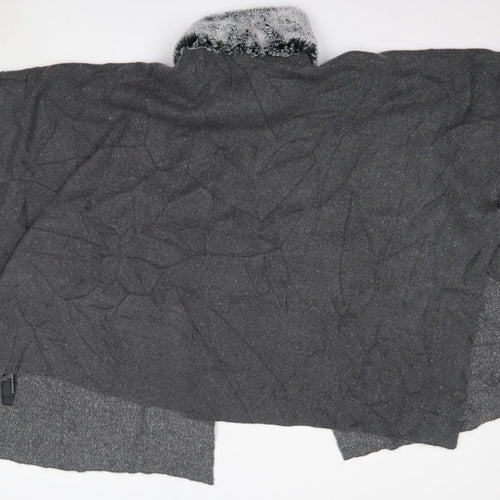 M&S Womens Grey High Neck  Acrylic Cardigan Jumper One Size