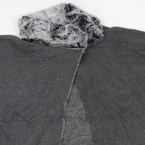 M&S Womens Grey High Neck  Acrylic Cardigan Jumper One Size