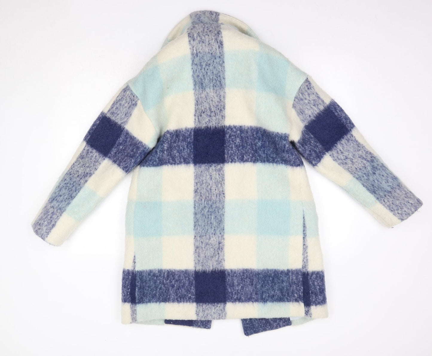 Yuemining Womens Blue Check  Overcoat Coat Size S