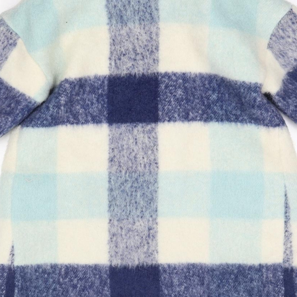Yuemining Womens Blue Check  Overcoat Coat Size S
