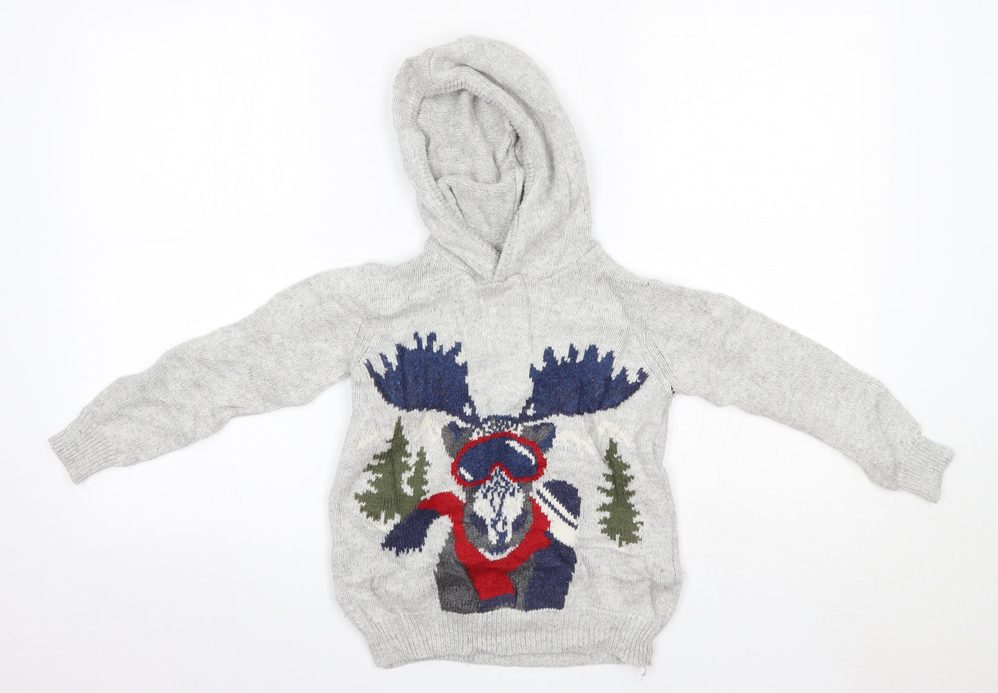 Fat Face Boys Grey  Cotton Pullover Hoodie Size 6-7 Years   - Christmas