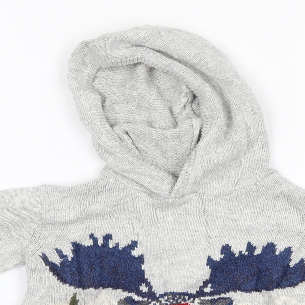 Fat Face Boys Grey  Cotton Pullover Hoodie Size 6-7 Years   - Christmas