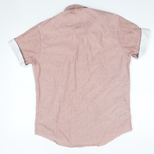 Topman Mens Pink  Cotton  Button-Up Size M Collared