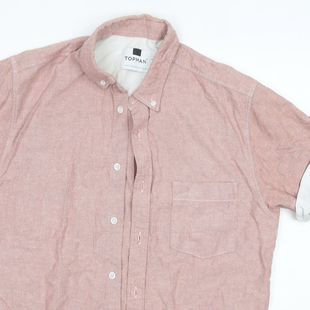 Topman Mens Pink  Cotton  Button-Up Size M Collared