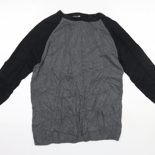 Boohoo Mens Grey Round Neck  Acrylic Pullover Jumper Size S